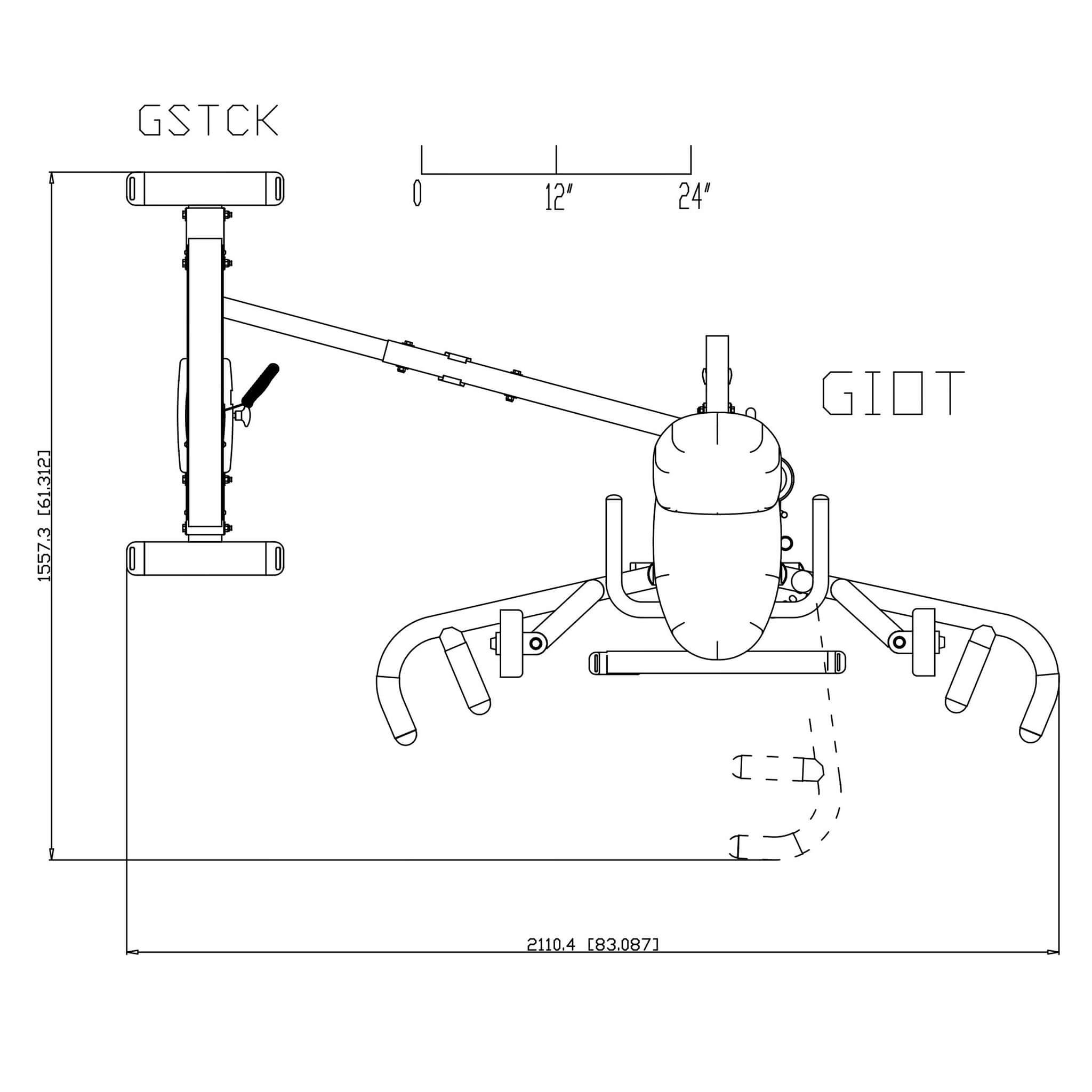 pro select giot stk inner outer thigh machine dimensions