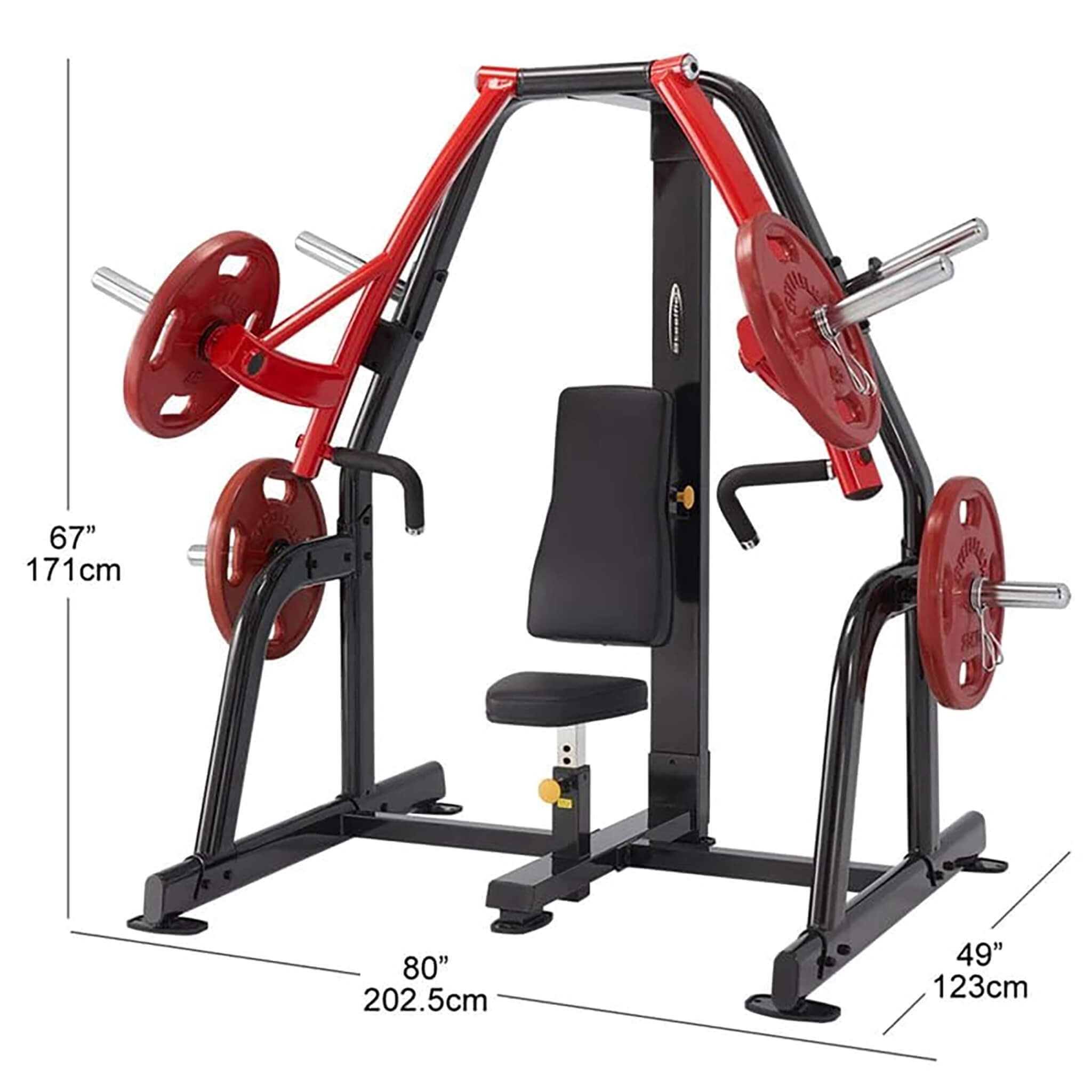psbp plate loaded bench press machine dimensions
