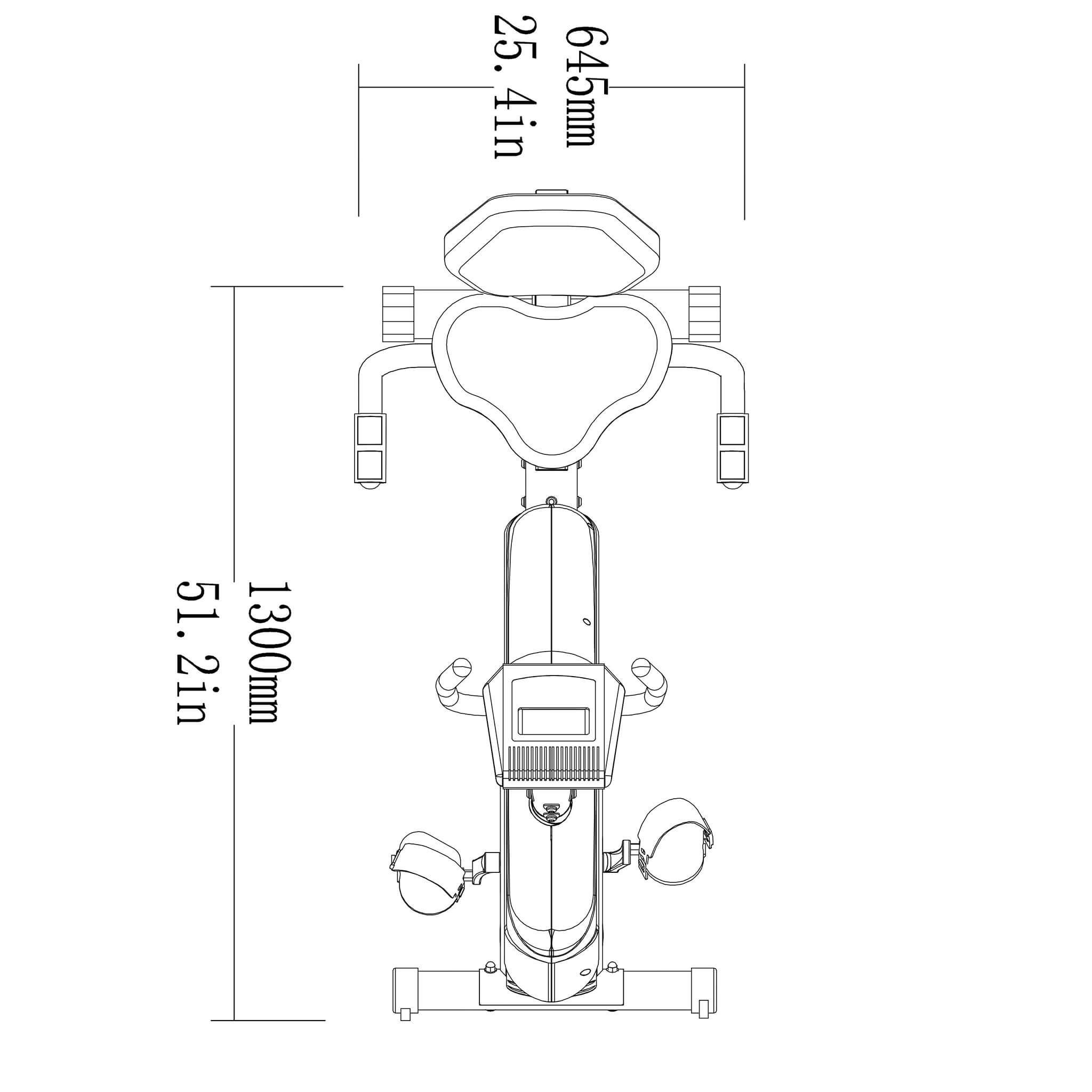 recumbent exercise bike bfrb1 top view dimension