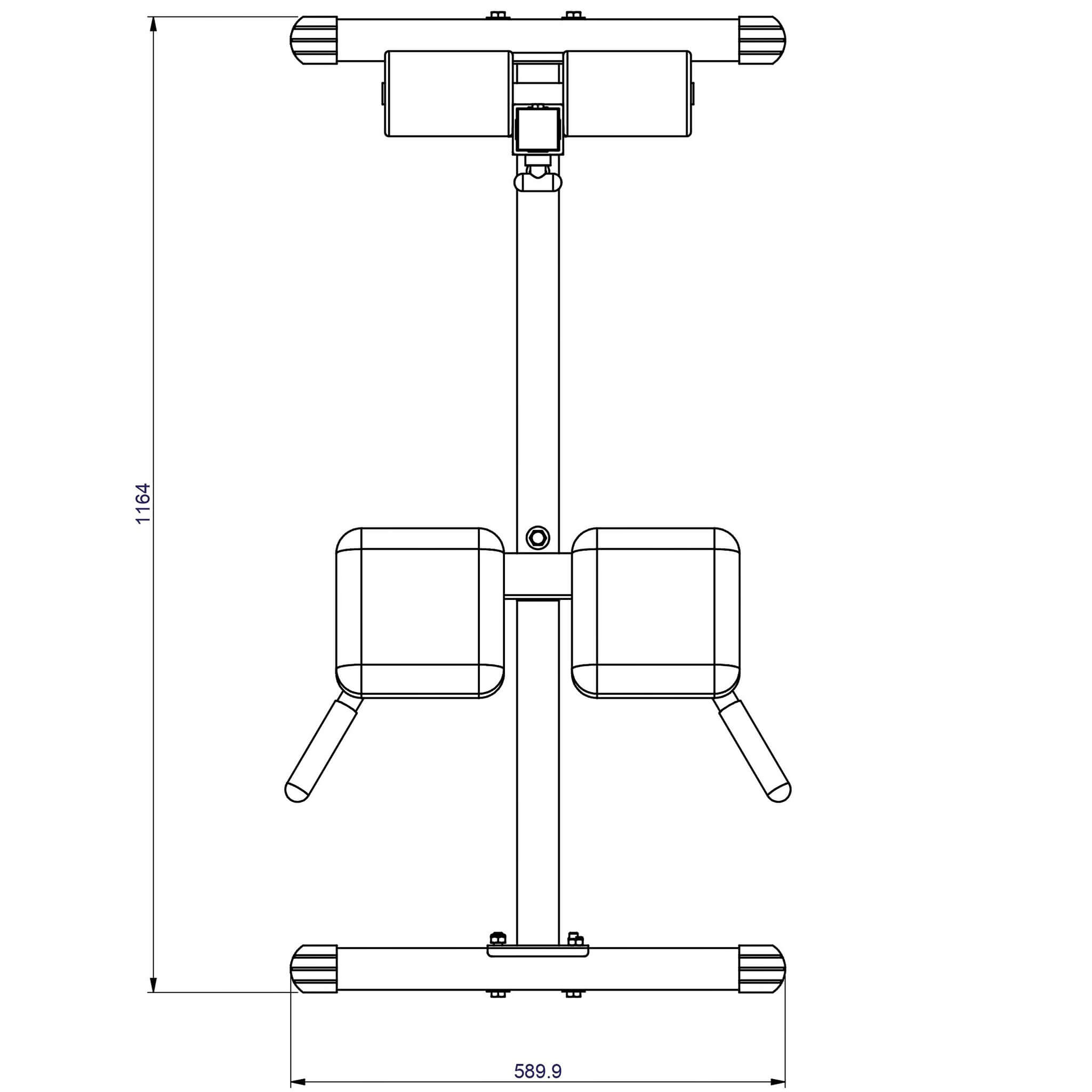 roman chair back hyperextension pch24x top view dimensions