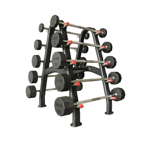 TKO Fixed Rubber Barbell Set With 10 Bar Rack - Select Fitness - Barbell Set