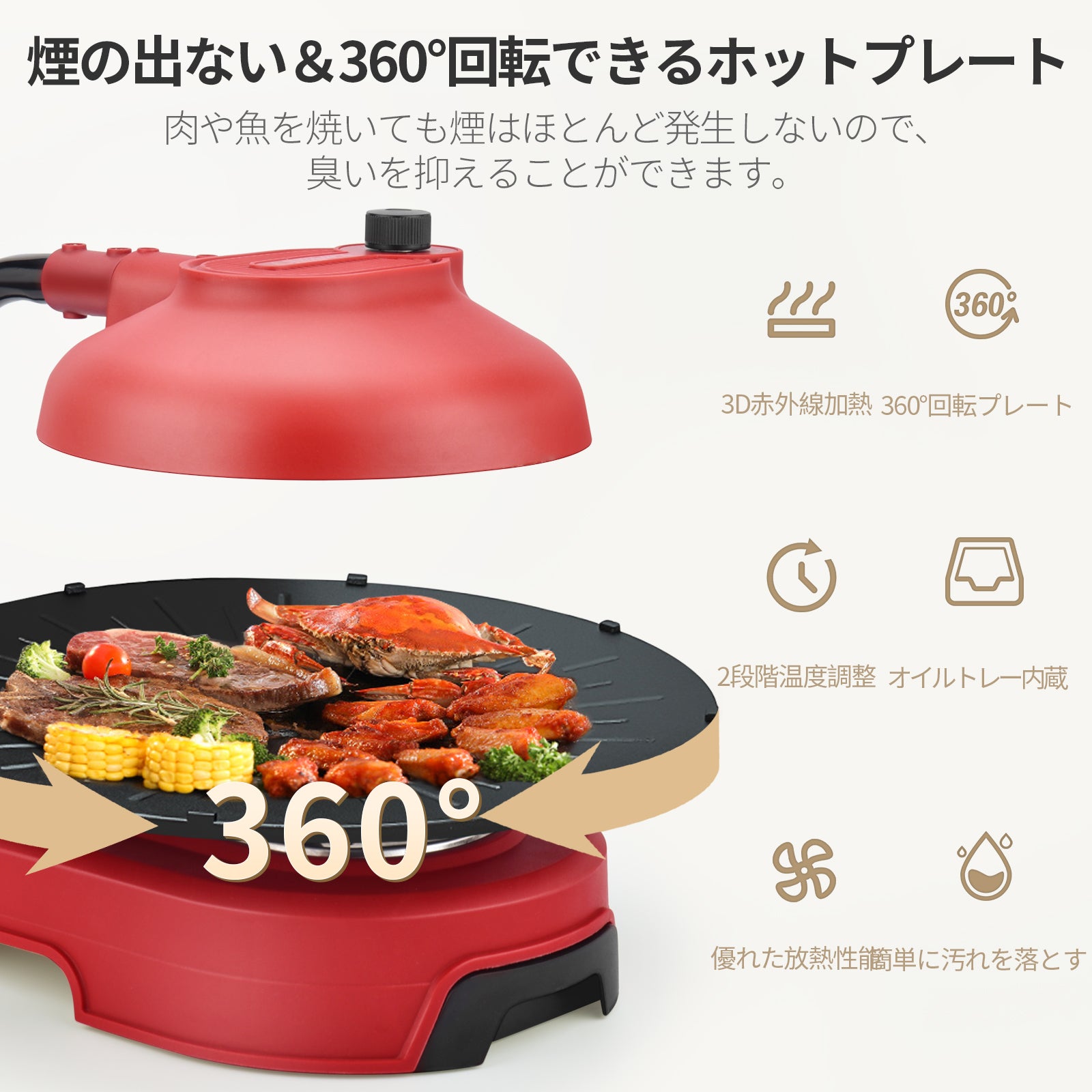 超可爱の ホットプレート 無煙ロースター 無煙 焼肉プレート ブルー