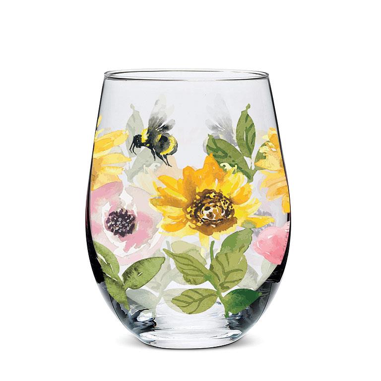 Sunflower Wine Glasses Set of 2 - You Are My Sunshine - 17 oz