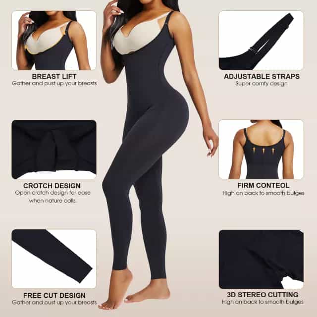  Thong Shapewear For Women Tummy Control Low Back Invishaper  Plunge Backless Body Shaper Bra Open Crotch Bodysuit