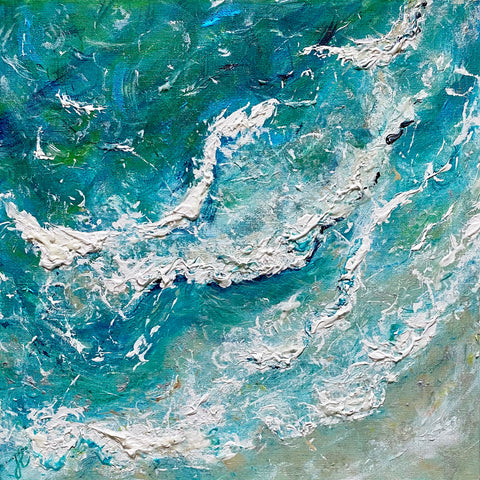 textured painting aerial view of waves