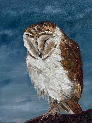 Painting of barn owl