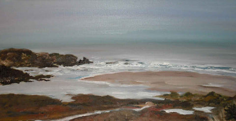Seascape with beach and river mouth