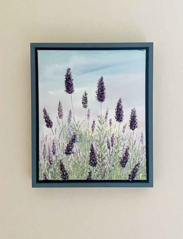 Framed painting of lavender plant