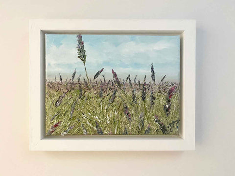 Framed painting of textured lavender painting