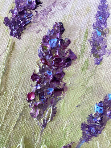 Close-up of textured painted lavender blooms