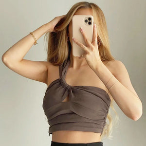 Girlfairy  Asymmetric Pleated Vest Women Crop Top Summer 2024 Linen Blended Sleeveless Backless Corset Tank Tops Fashion Sexy Lady Top - Girlfairy