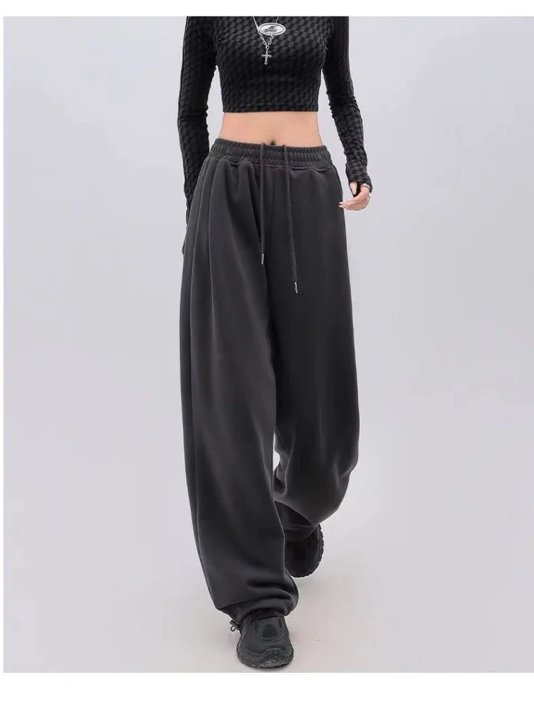 Girlfairy Basic Dark Gray Jogging Sweatpants Women Korean Fashion Oversize Sports Pants Female Harajuku Streetwear Jogger Trousers