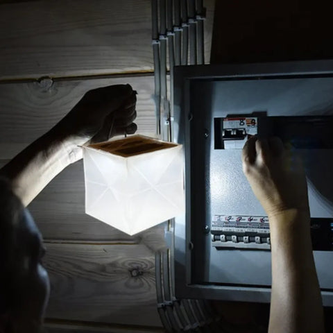Solar lantern at breaker box