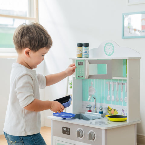 Teamson Kids – Little Chef Madrid Classis Play Kitchen – Mint/Grey