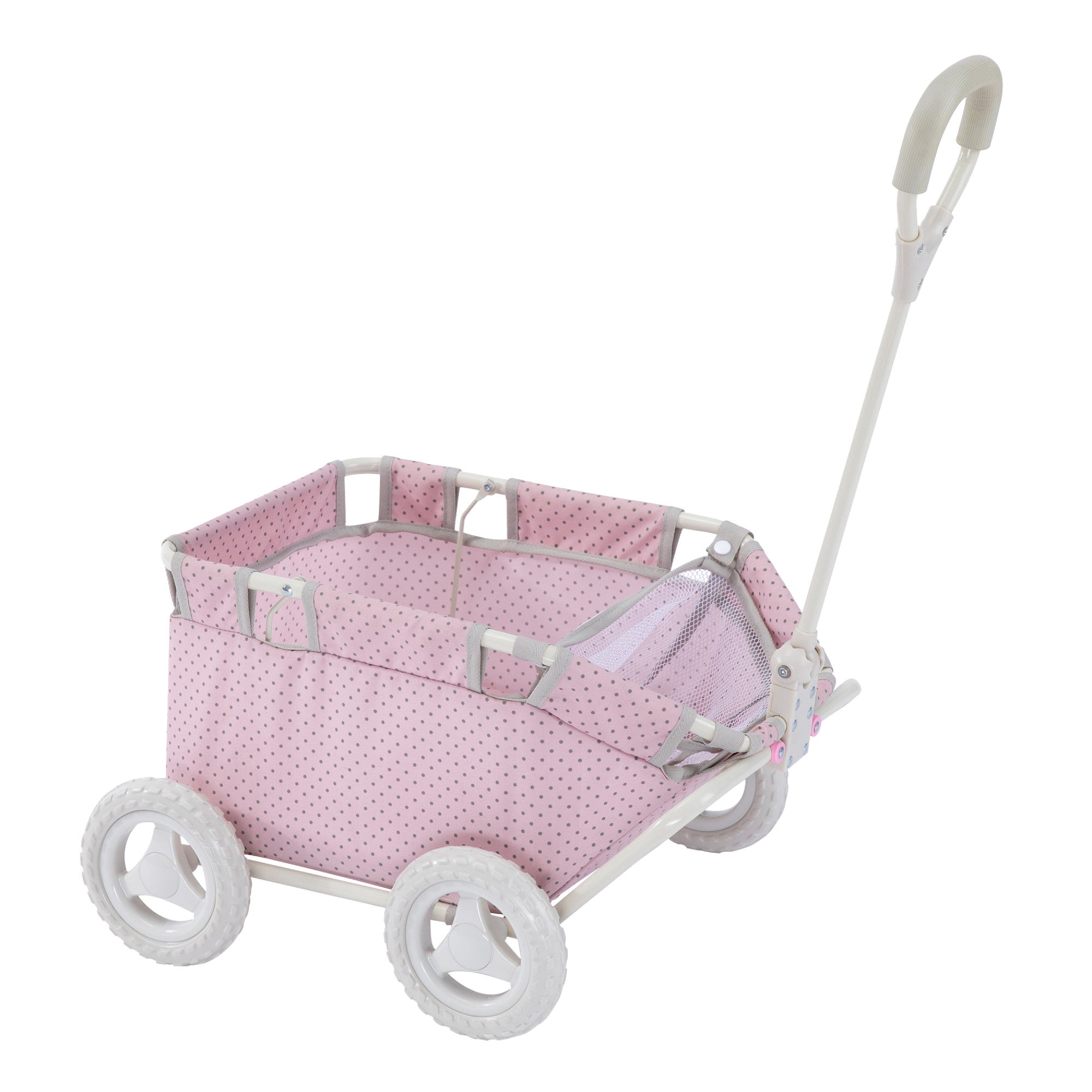 Olivia's Little World Polka Dot Princess Baby Doll & Stuffed Animal Wagon, Pink/Gray