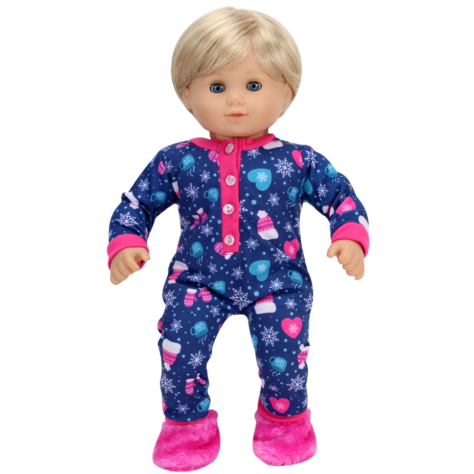 Sophia's One Piece Winter Pajamas and Slippers for 14.5 Dolls, Blue/H –  Teamson
