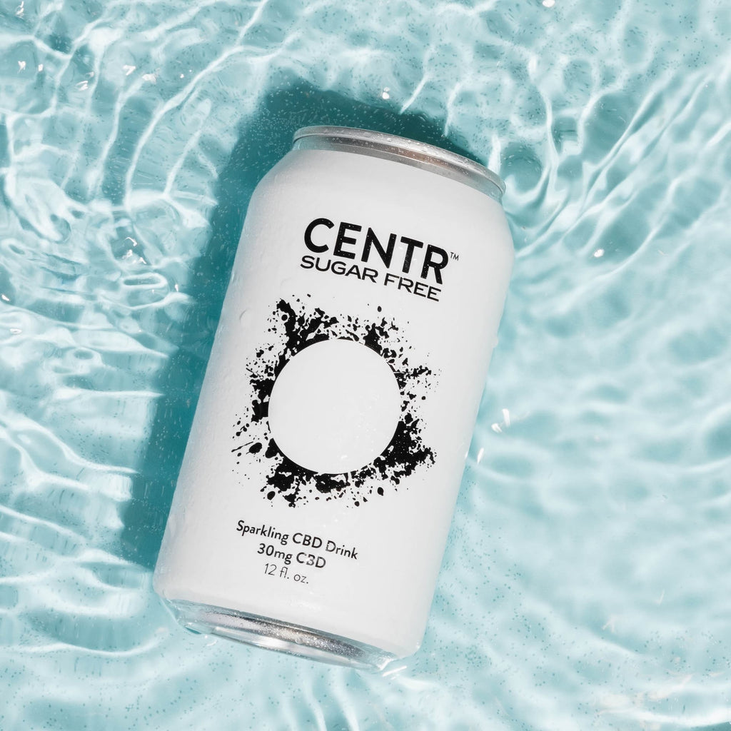 Can of Centr CBD sparkling water (white)