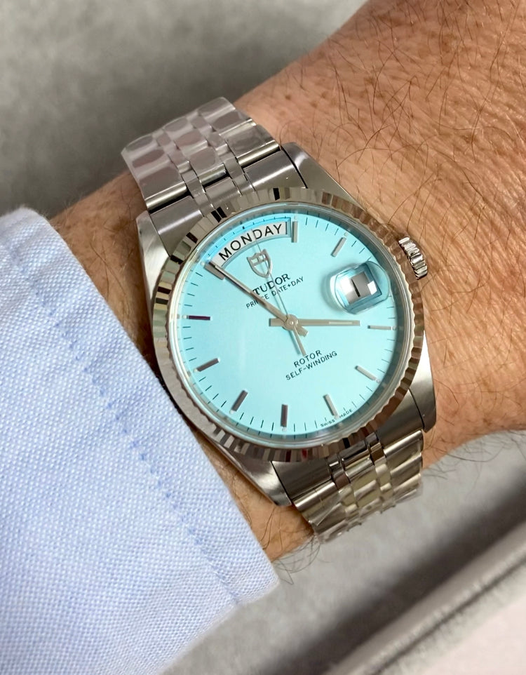 Tudor Prince Date-Day 36mm Tiffany blue full-set watch – mayfairwatch