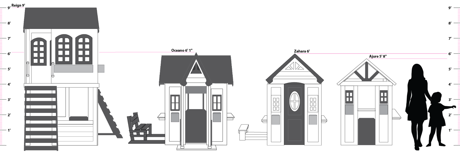 2MamaBees Reign Two Story Playhouse Height Comparisons