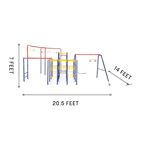 ActivPlay Modular Jungle Gym Swing Set, Monkey Bars, Jungle Line Kit & more APJGC5 Dimensional Illustration