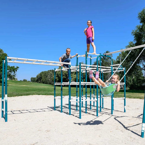 ActivPlay Modular Jungle Gym with Swing Set and Monkey Bars with kids playing