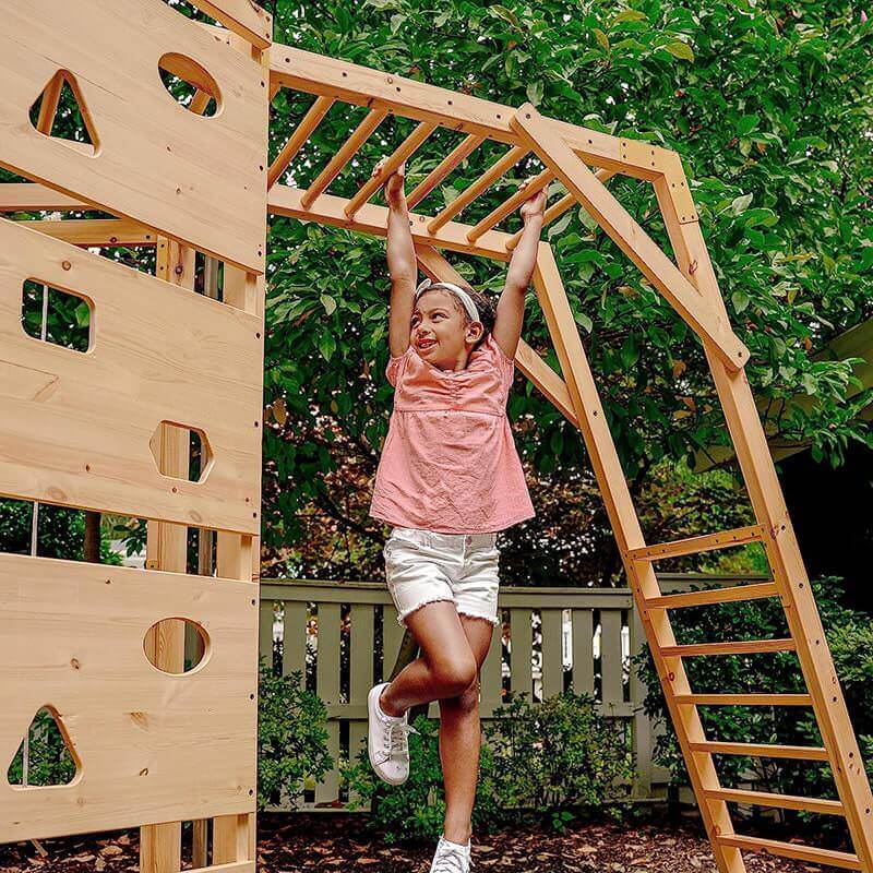 Avenlur Hawthorn Outdoor Monkey Bars with girl playing