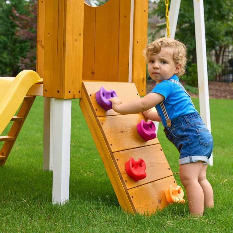 Forest Small - Outdoor Toddler Swing set Rock Wall