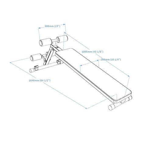 BenchK Workout Bench for Wall Bars B1 Dimensional Illustration 3