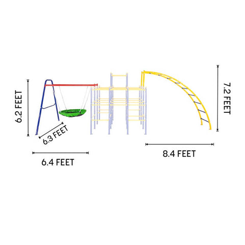 ActivPlay Saucer Swing and Arched Ladder Climber Accessory Modules SJG206 Dimensional Illustration