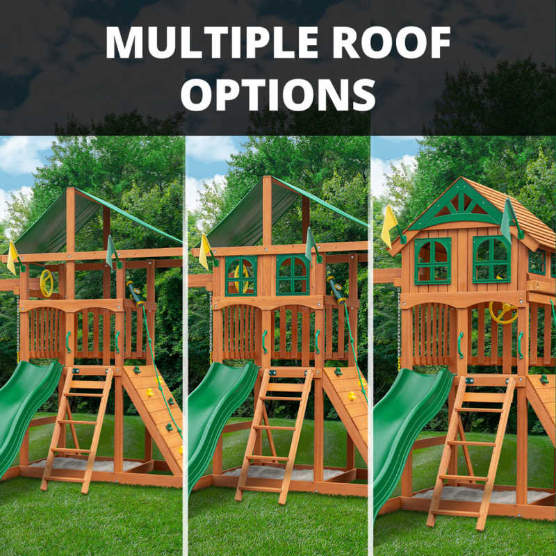 Outing with Trapeze Arm Swing Set Roof Options