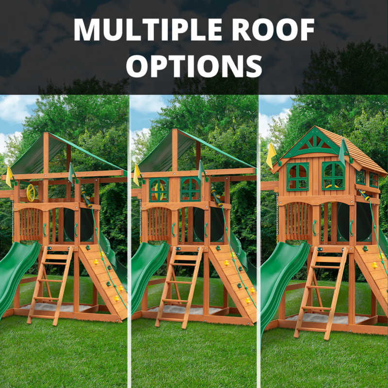 Outing with Tube Slide Swing Set Roof Options