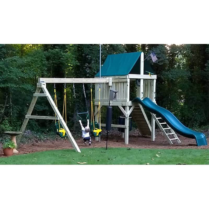 Wood Explorer Swing Set for Kids painted in white