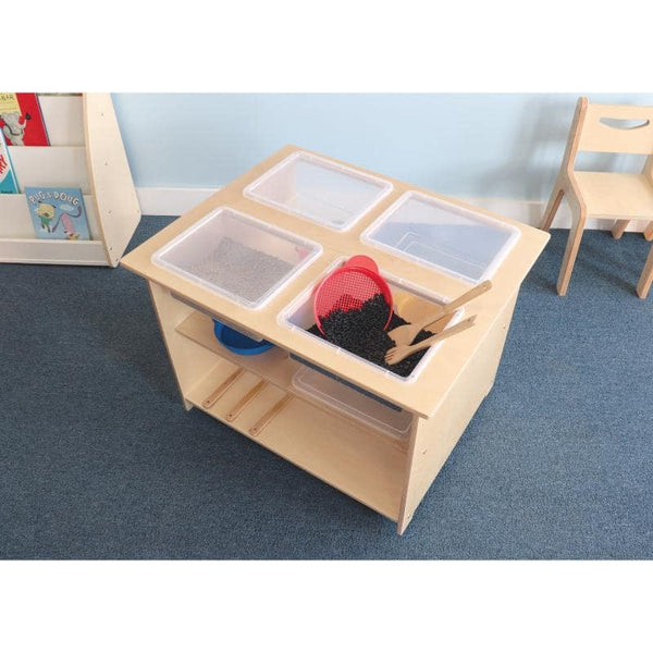 Whitney Brothers® Mobile Sensory Play Table With 4 Trays and Lids (WB1775) With Sensory Play Items