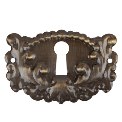 Victorian Stamped Brass Decorative Keyhole Cover, 1-7/8 x 1-1/4, UNIQANTIQ  HARDWARE SUPPLY