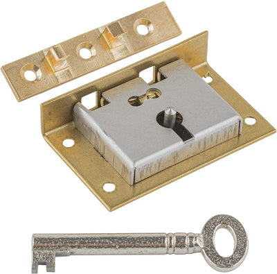 Brass Round Roll Top Desk Lock & Skeleton Keys