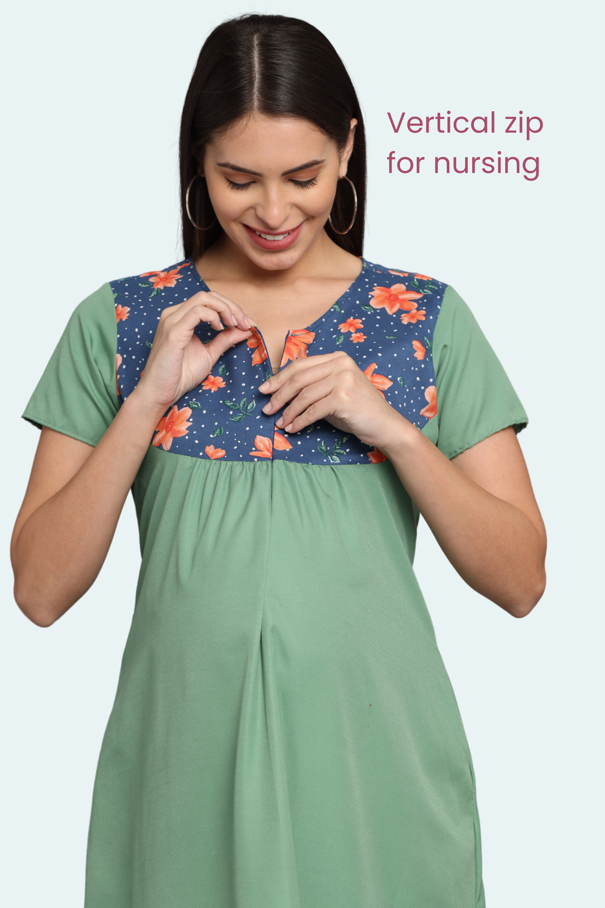 Buy Infinity & Blue-Yond Maternity and Nursing Gown| The Mom Store