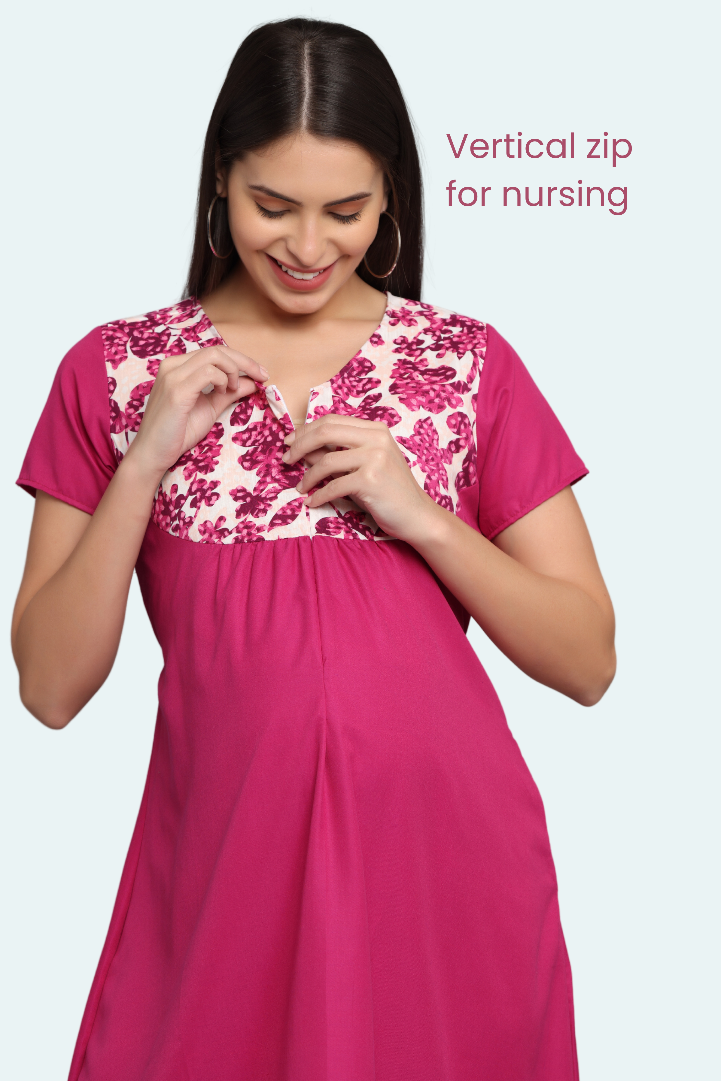 Attractive Maternity/Feeding Gown with Both Side Stylish Breast Invisi –  www.jaipurtohome.com