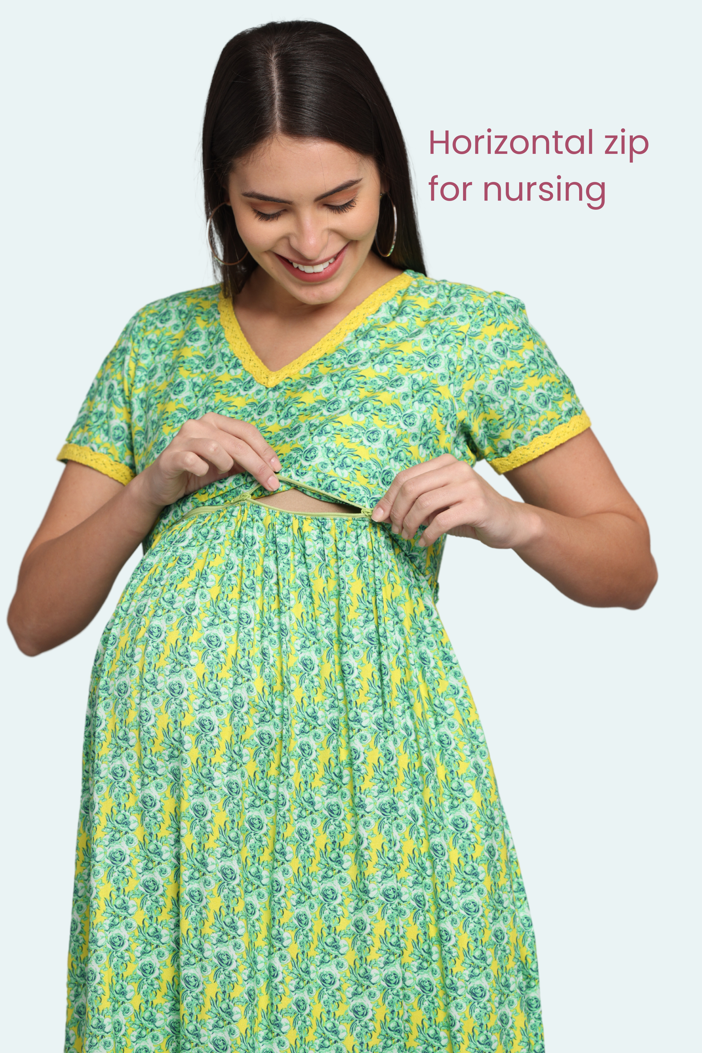 MATERNITY Short Length Printed Maternity/Feeding/Nursing Dress | eBay