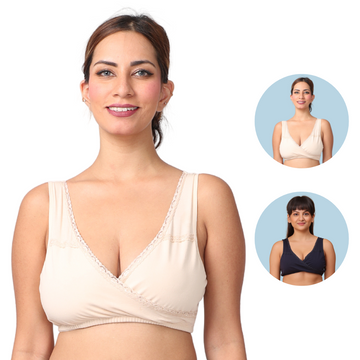 Morph Pack Of 3 Maternity Cotton Leak Proof Sleep Nursing Bra No Hooks Or  Clips Steel Grey White & Royal Blue Online in India, Buy at Best Price from   - 12242965