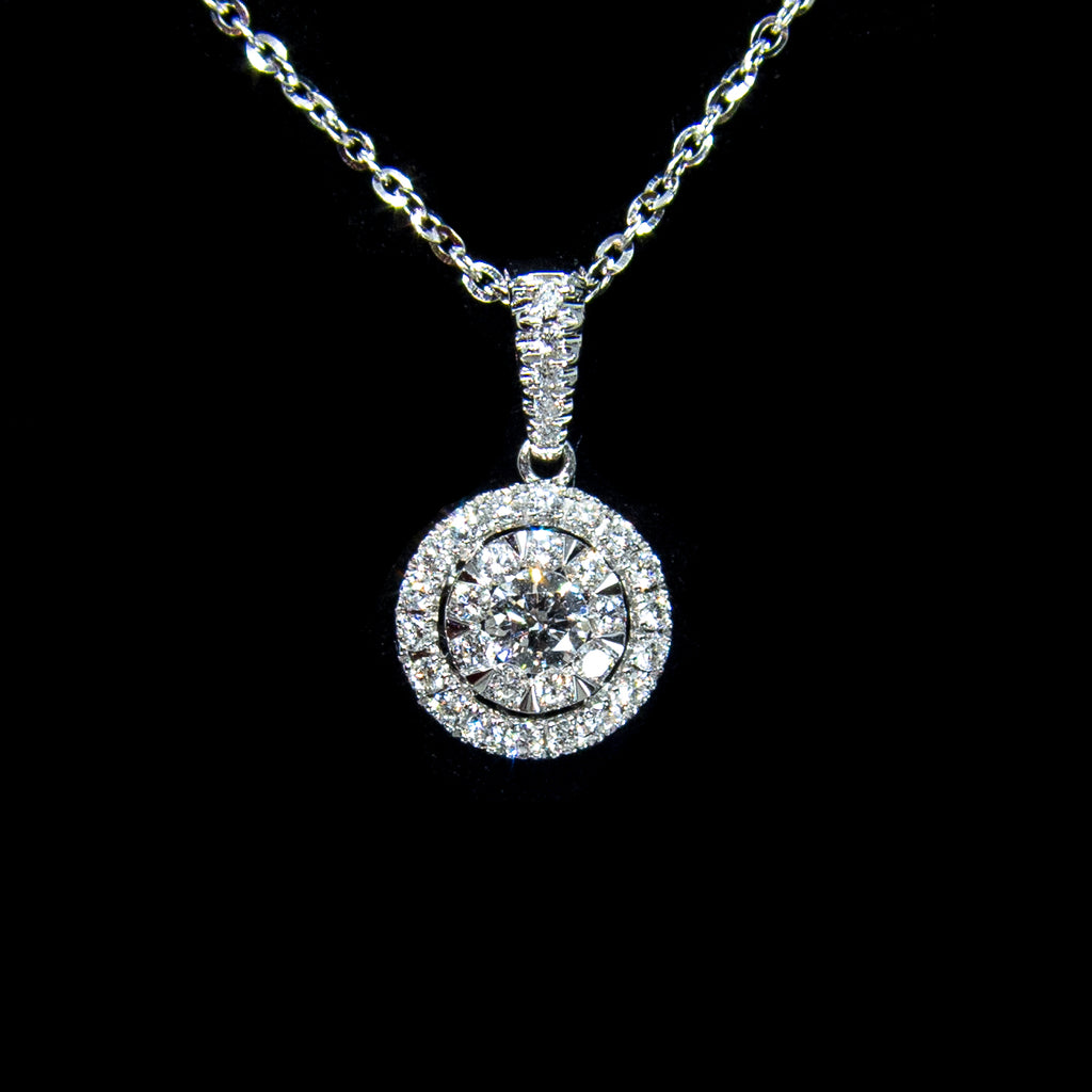 Platinum Diamond Pendant w 18K White Gold Necklace – Lao Feng