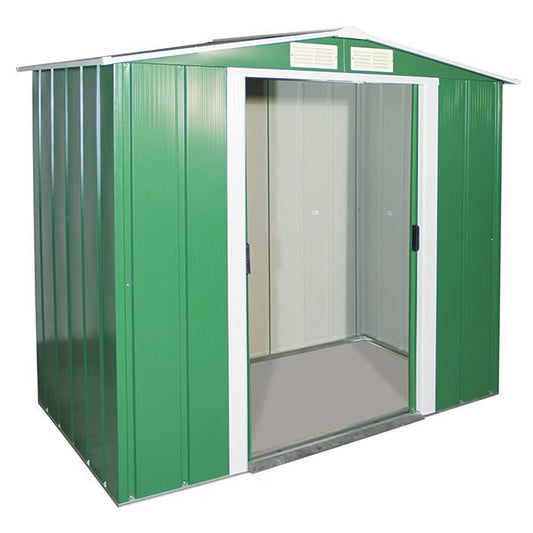 6ft x 4ft is one of our most popular sizes and the Sapphire Metal Garden Shed provides a versatile place to store a wide variety of garden and household items.  Constructed using ot-dipped galvanized panels that are finished and have a very durable hot-dipped green finish,