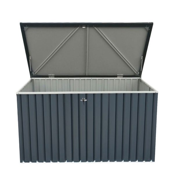 Available either in grey or green, this Sapphire Metal Storage Cushion Box is 6ft wide and can be a useful bench as well as a place to store a variety of different items.