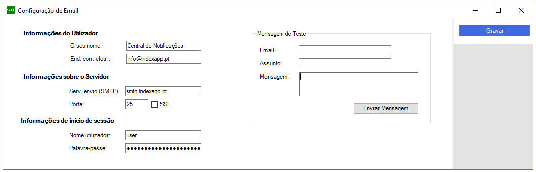 Configuring the SMTP Account for Sending User Configuration