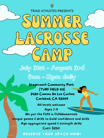 Summer Lacrosse Camp Triad Athletes Juniors Ages 7-9 Girls Fundamentals Beginners Fun