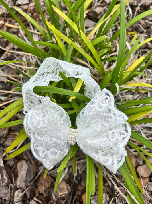 Pearl Tulle Hair Bow