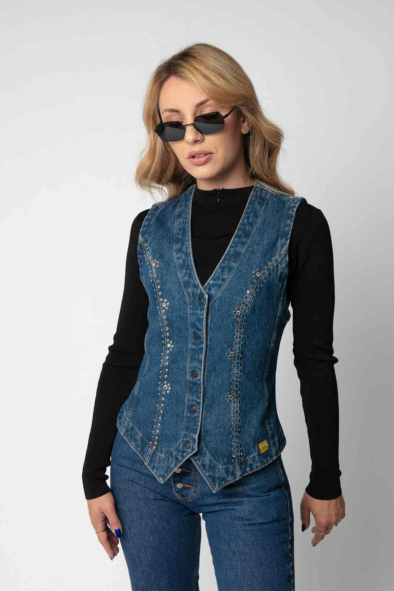 Chaleco Vaquero con Tachuelas para Mujer – Bustins Jeans