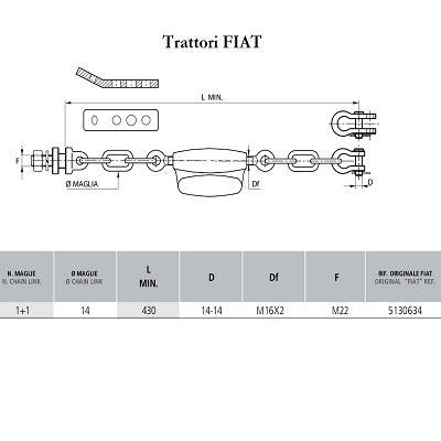 catena imbrigliamento 1+1 tipo fiat codice 5130634