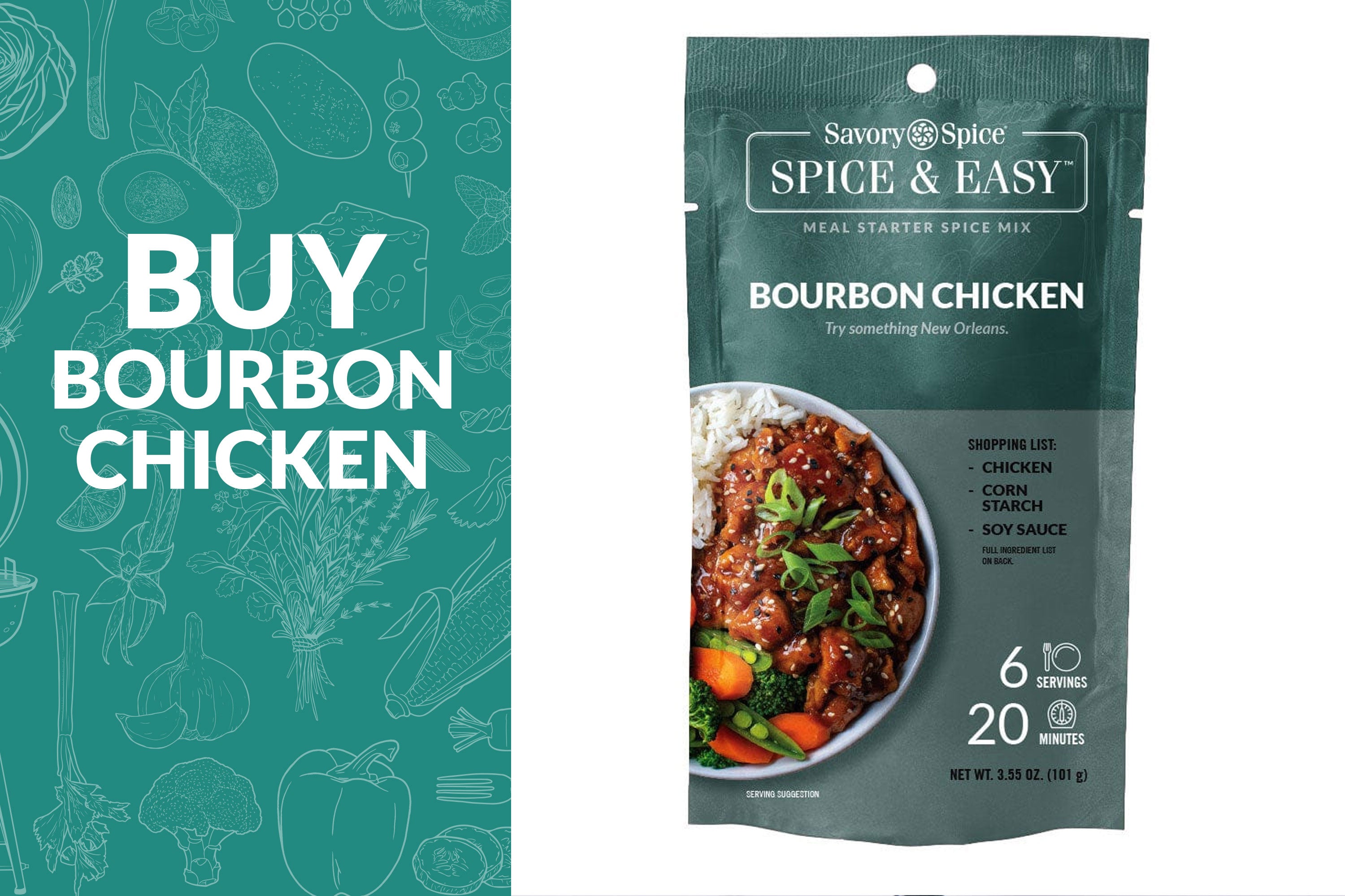 Buy Bourbon Chicken on the left with Spice & Easy package on the right