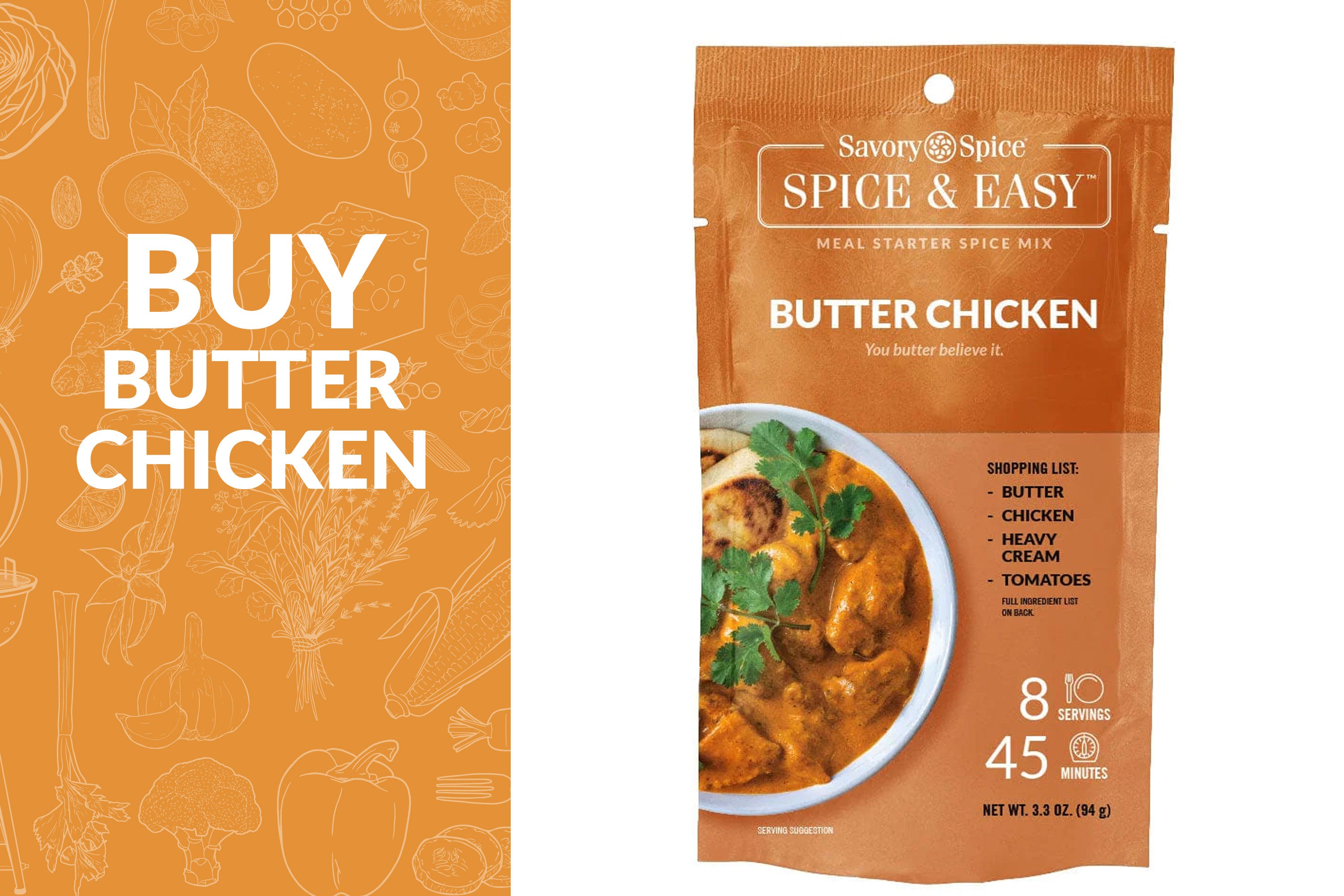 Buy Butter Chicken on left with Butter Chicken Spice & Easy on right