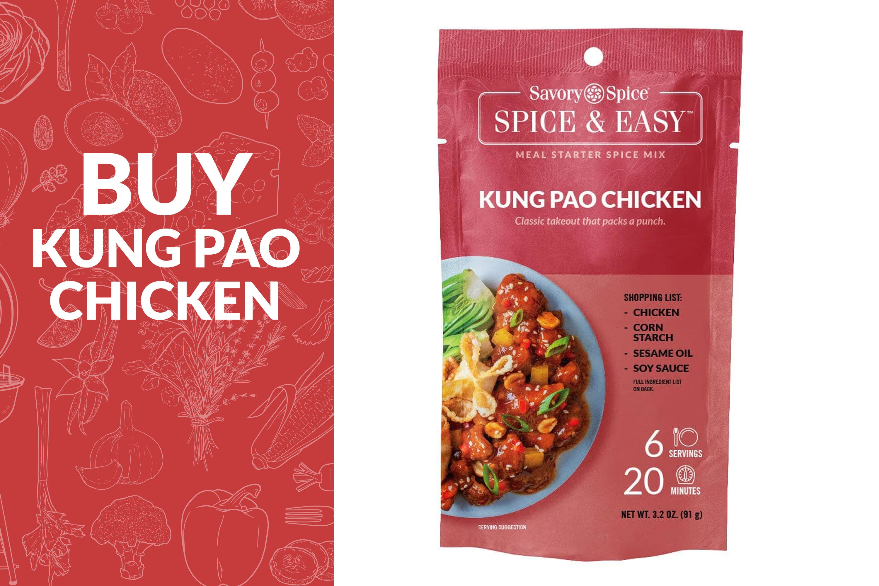Buy Kung Pao Chicken on the left with Spice & Easy Meal Starter Spice Mix on the right